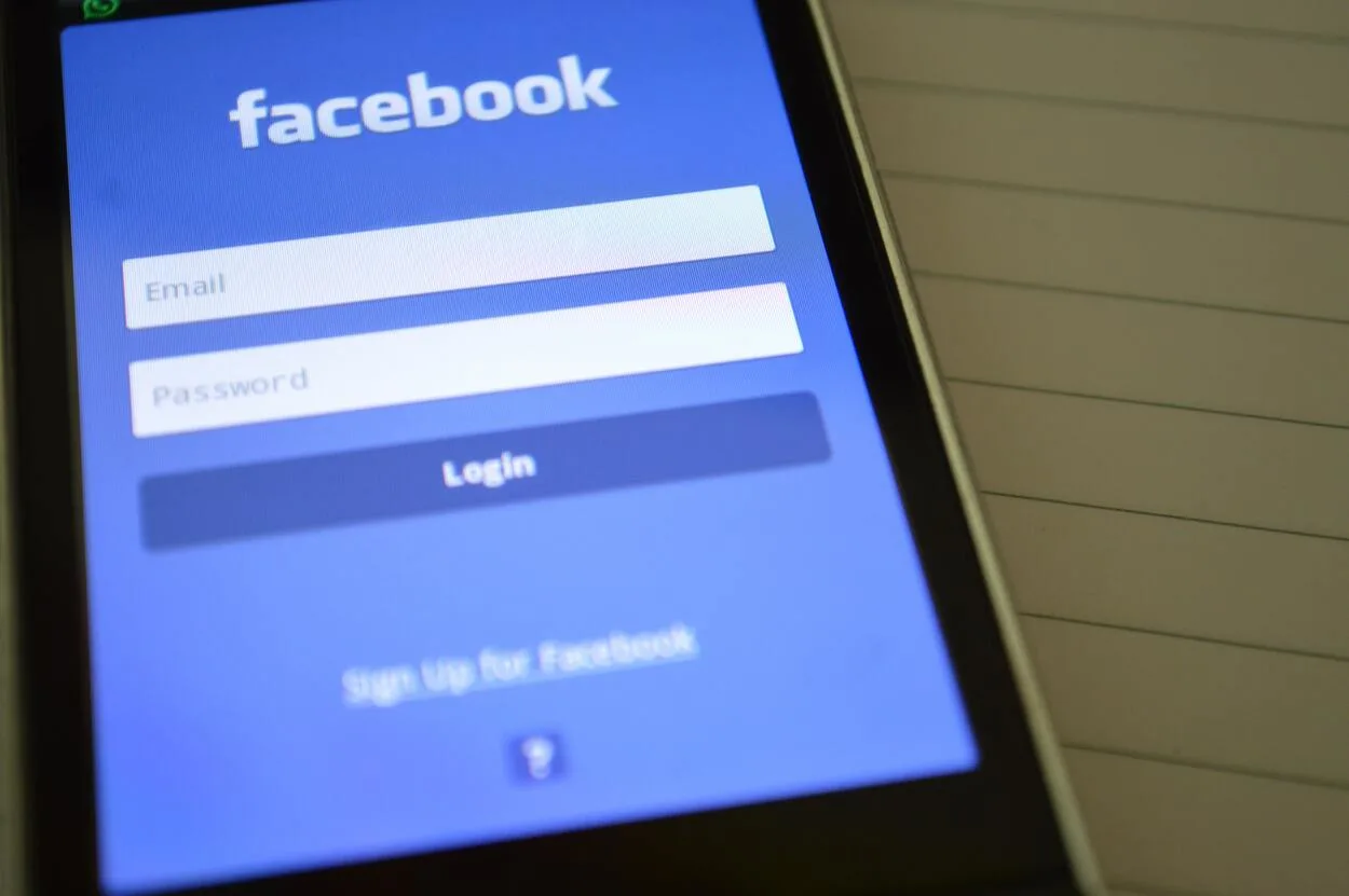 Login screen of facebook app opened on the android