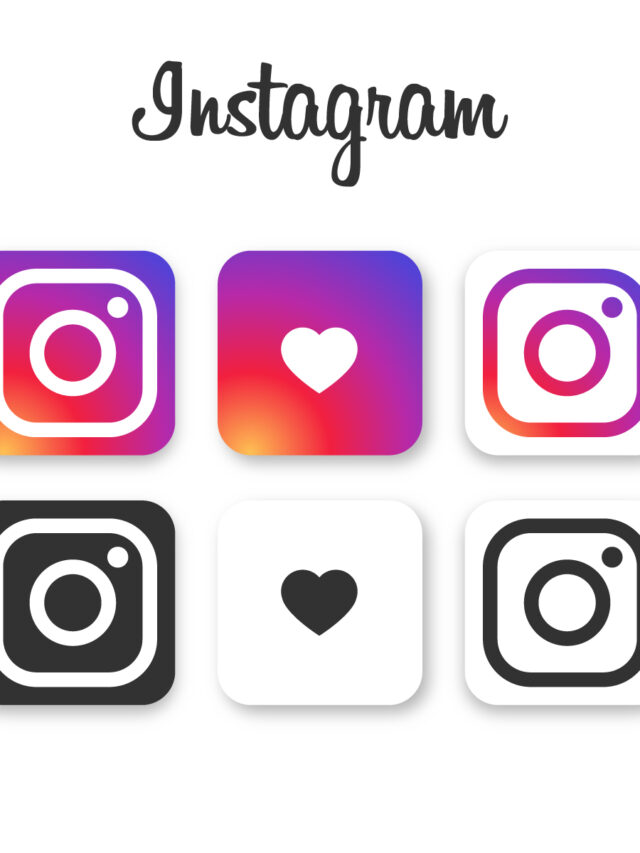 Instagram logo and like icons- colored and black & white.