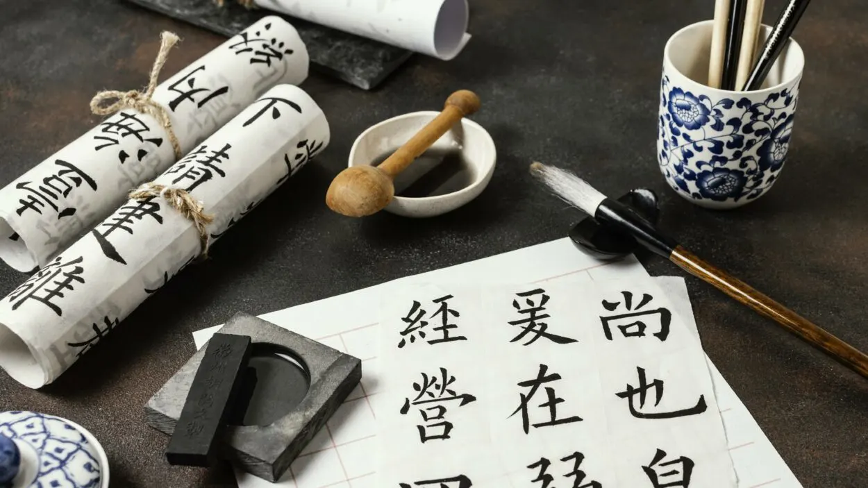 Cantonese: A variety of Chinese written with ink.  