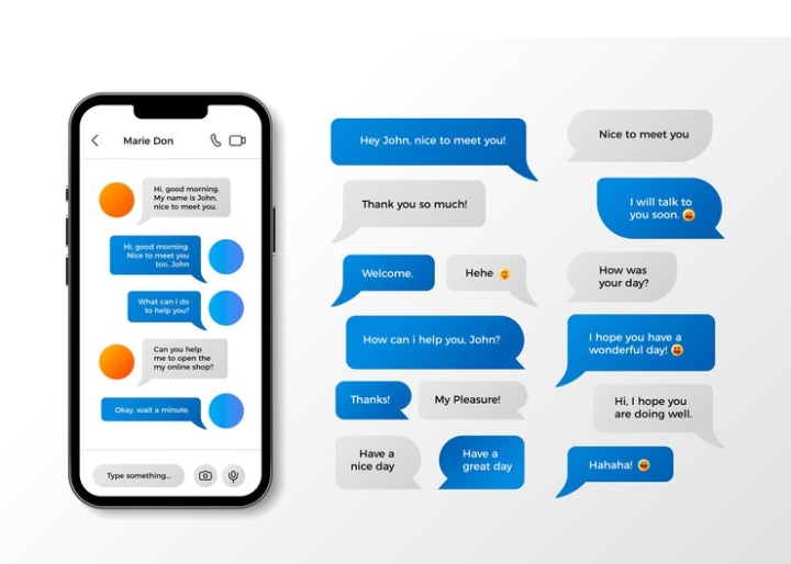 Blue messages representing iMessage