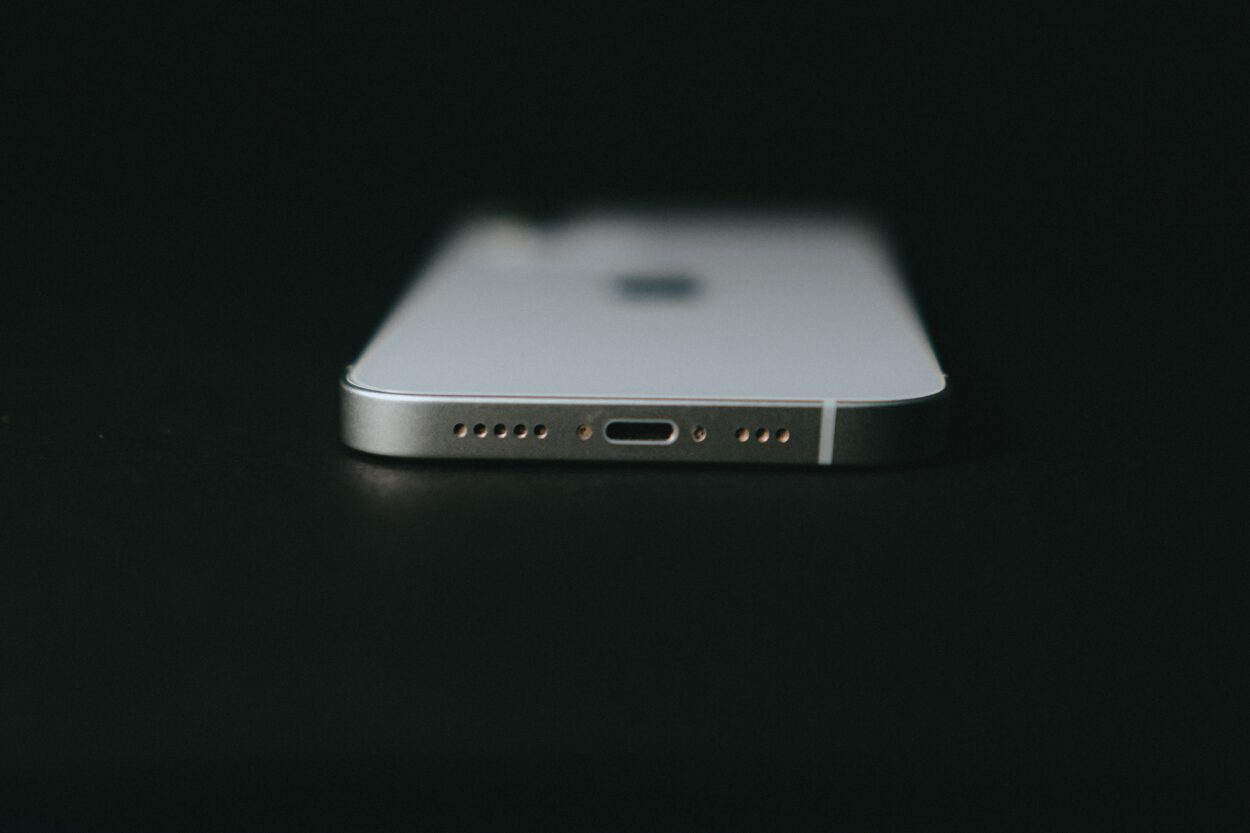 White iPhone from lower angle