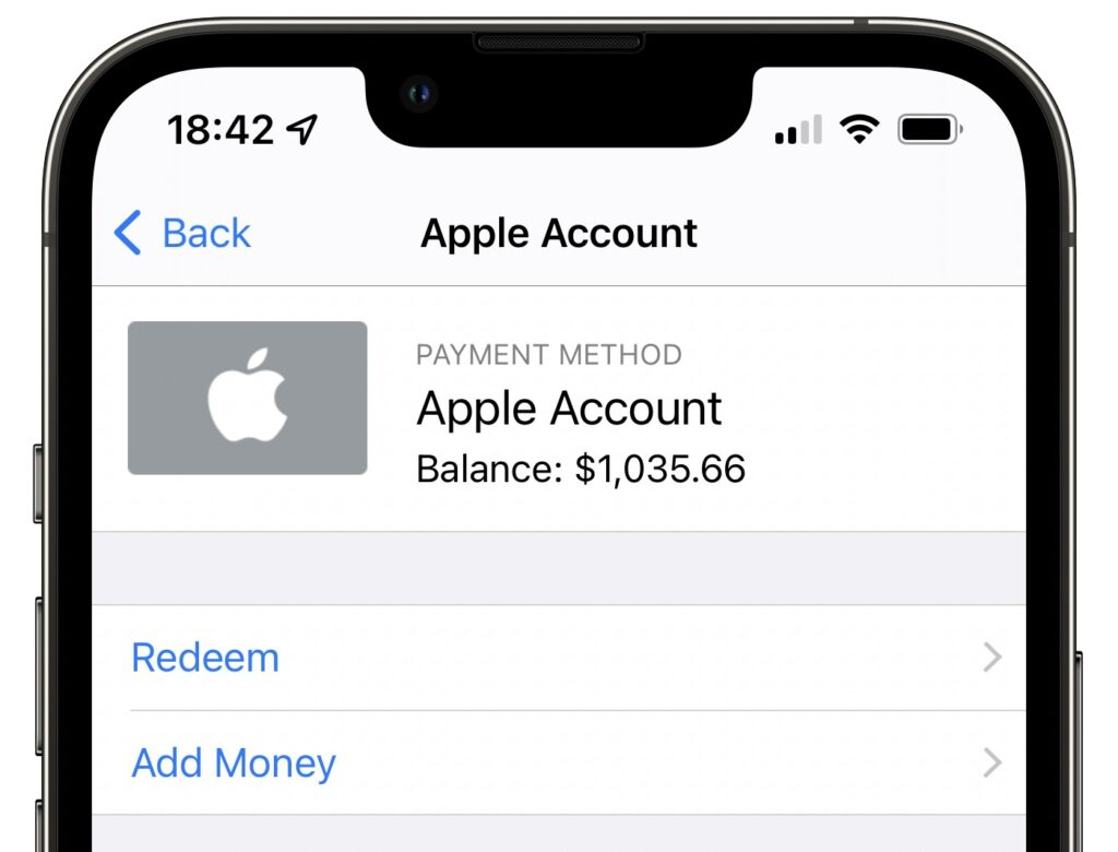 A screenshot showing an Apple account