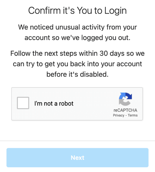 Confirm It's You To Login page