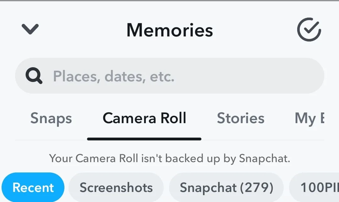 Your camera roll isn't backed up by Snapchat