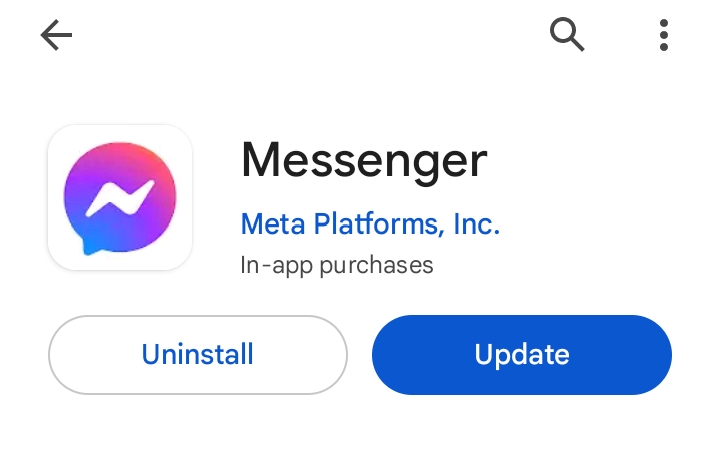 Messenger Uninstall screen