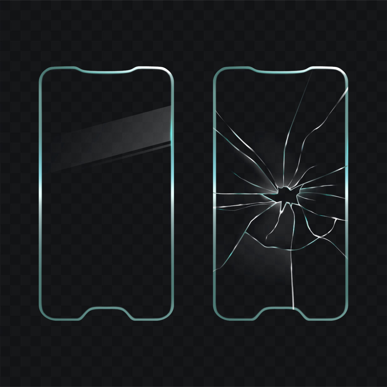 A new screen protector vs a broken one