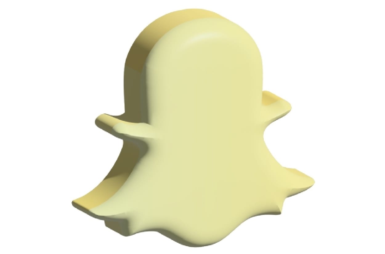 3D pale yellow Snapchat logo