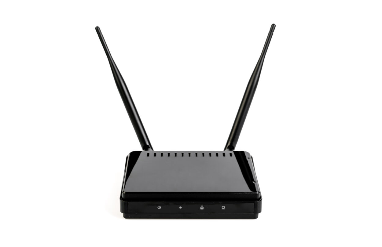 A black wireless router