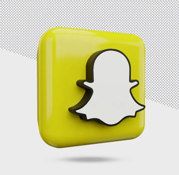 3D, glossy, slant Snapchat logo