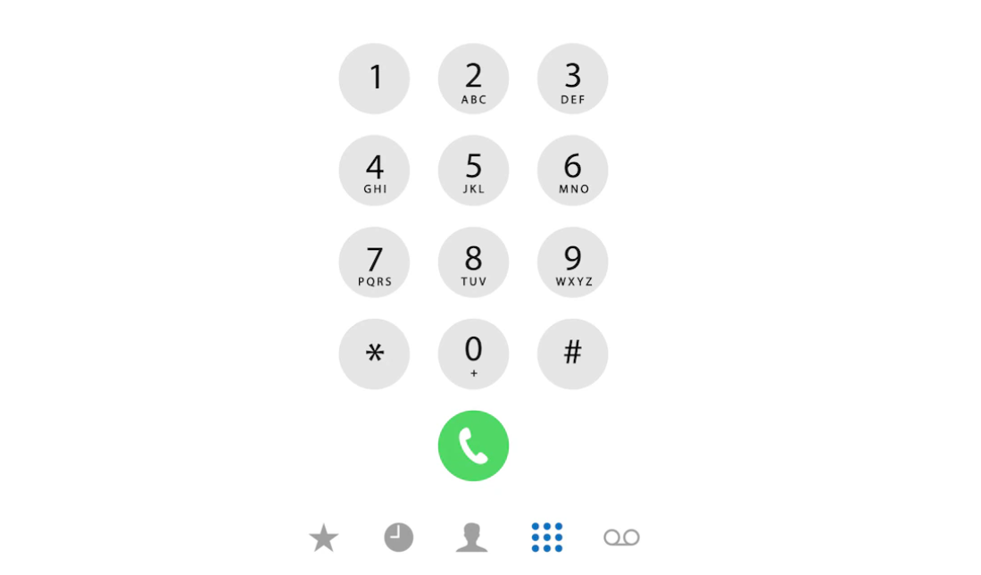 A dialer with 5 icons of the usual phone app.