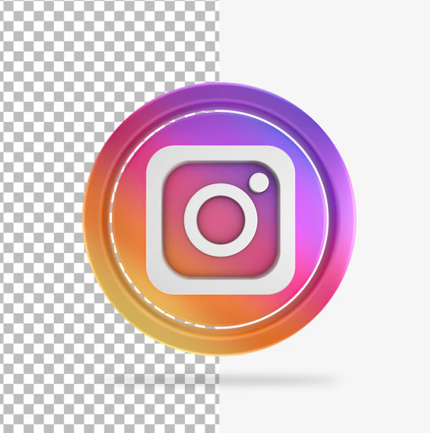3D Instagram logo on half checkered and half white background.