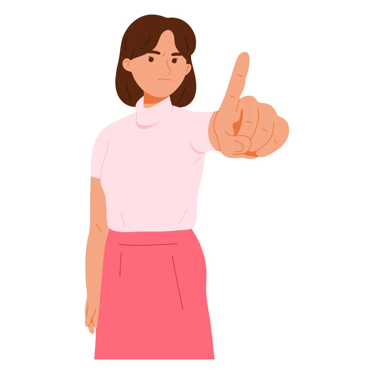 A girl using hand gesture to say no