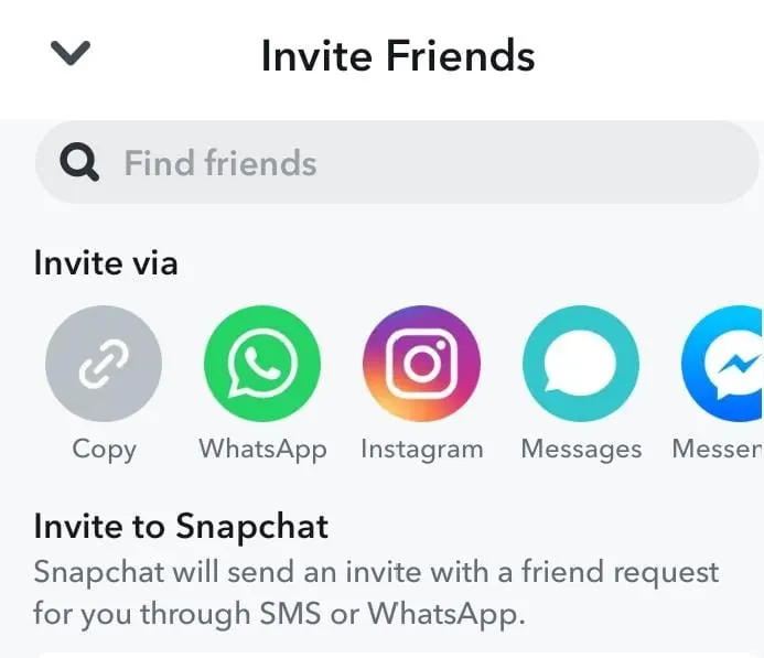Invite friends to Snapchat via various ways