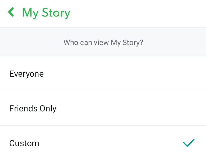 Who can view My Story? Everyone | Friends Only | Custom