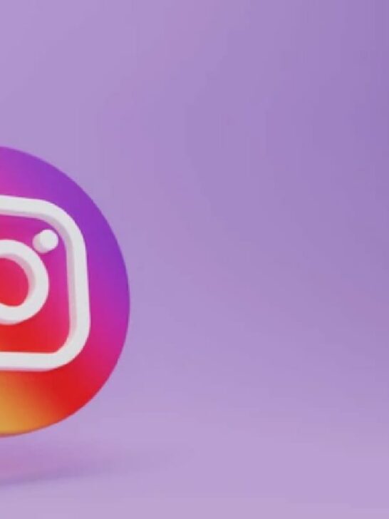 Instagram logo on a lilac background