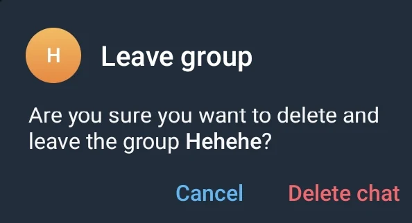 A confirmation message asking if they're sure they want to delete chats 
