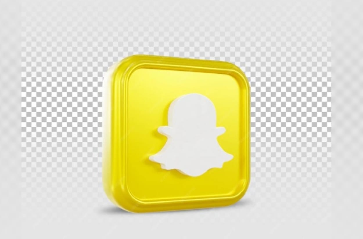 3D, tilted Snapchat logo