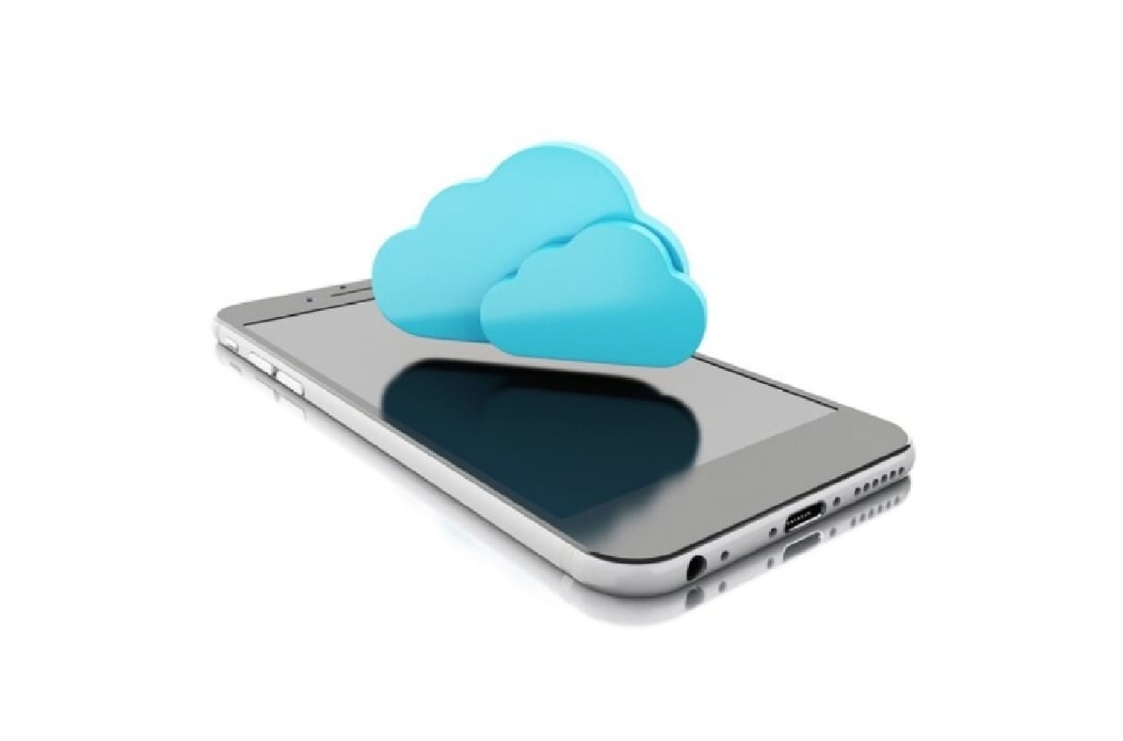 iCloud icon on top of an iPhone