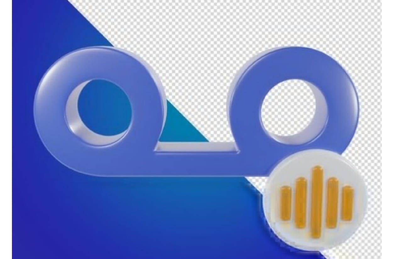 A blue, 3D voicemail icon