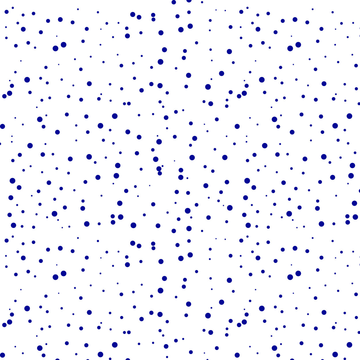 Multiple different sized blue dots on a white background