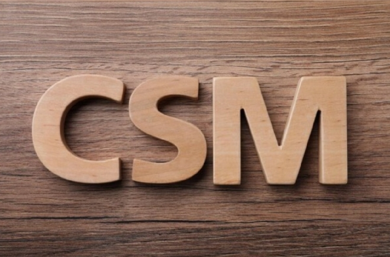 CSM written on a wooden background