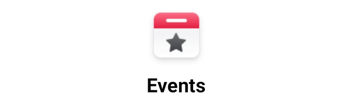 A red and white calendar icon with a black star