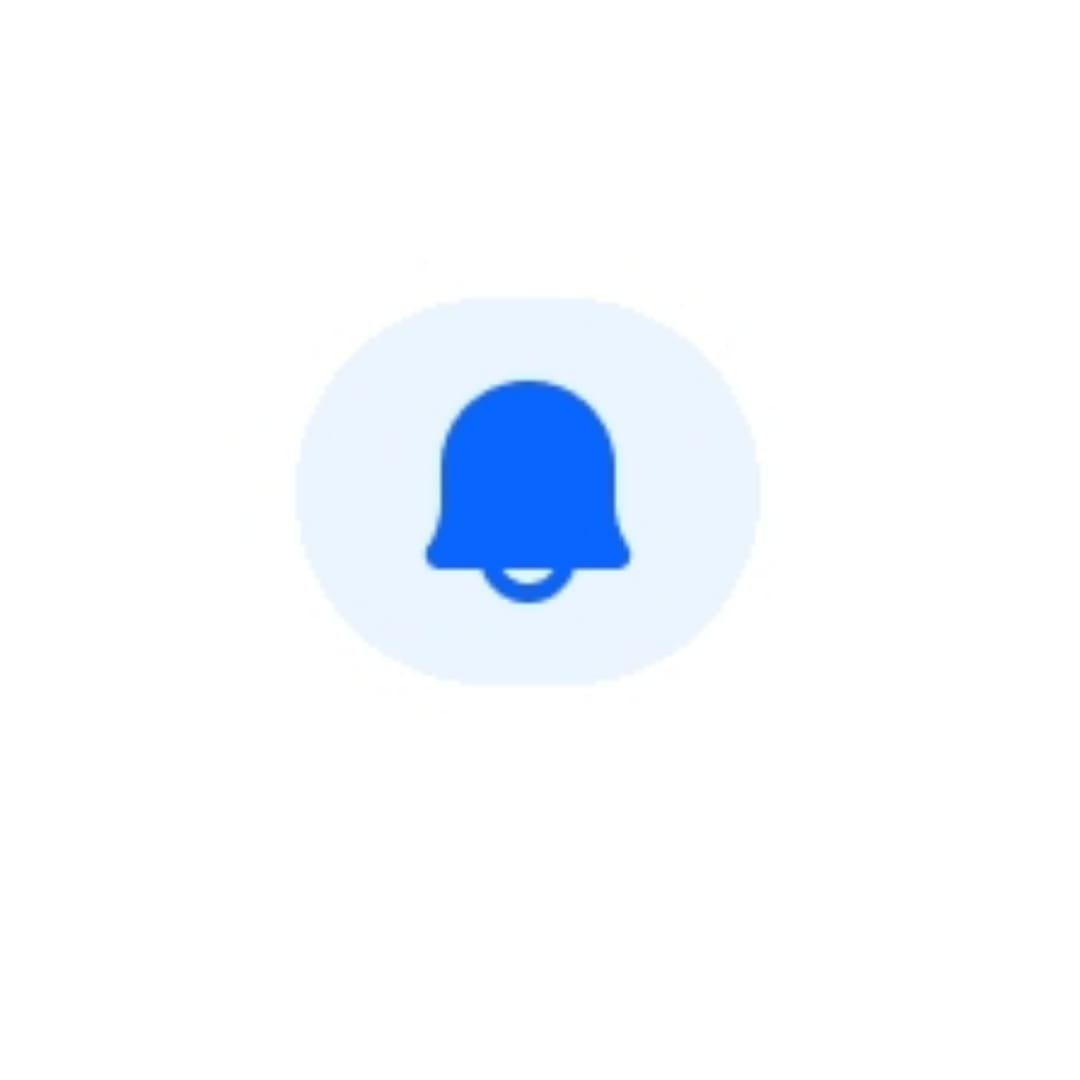 A blue notification bell icon