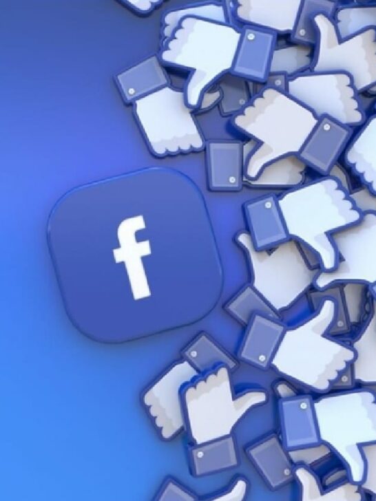 A Facebook logo with many thumbs up logos