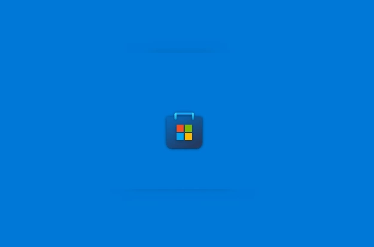 Microsoft shop icon on blue background