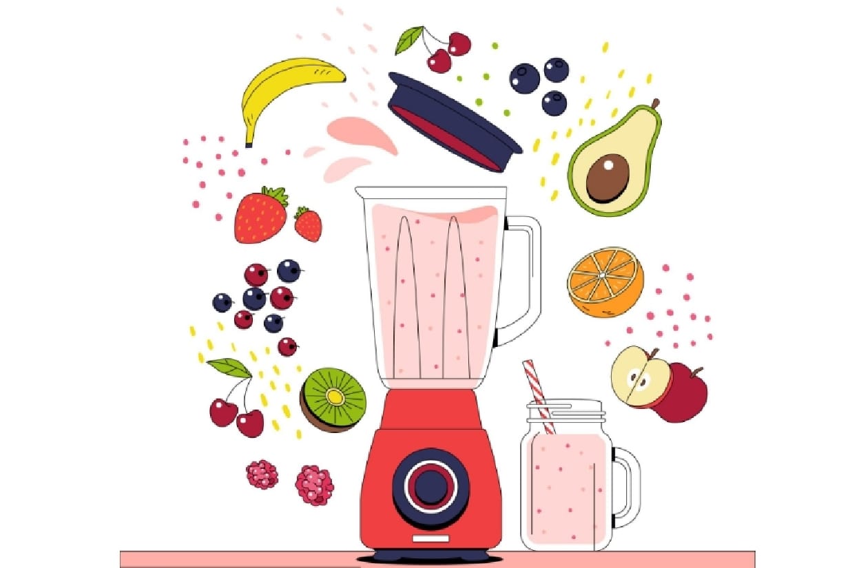 Blending fruits to make a smoothy