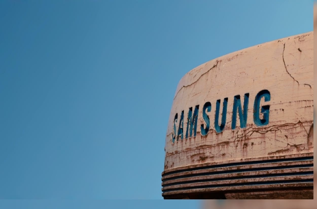 Samsung written on a rock