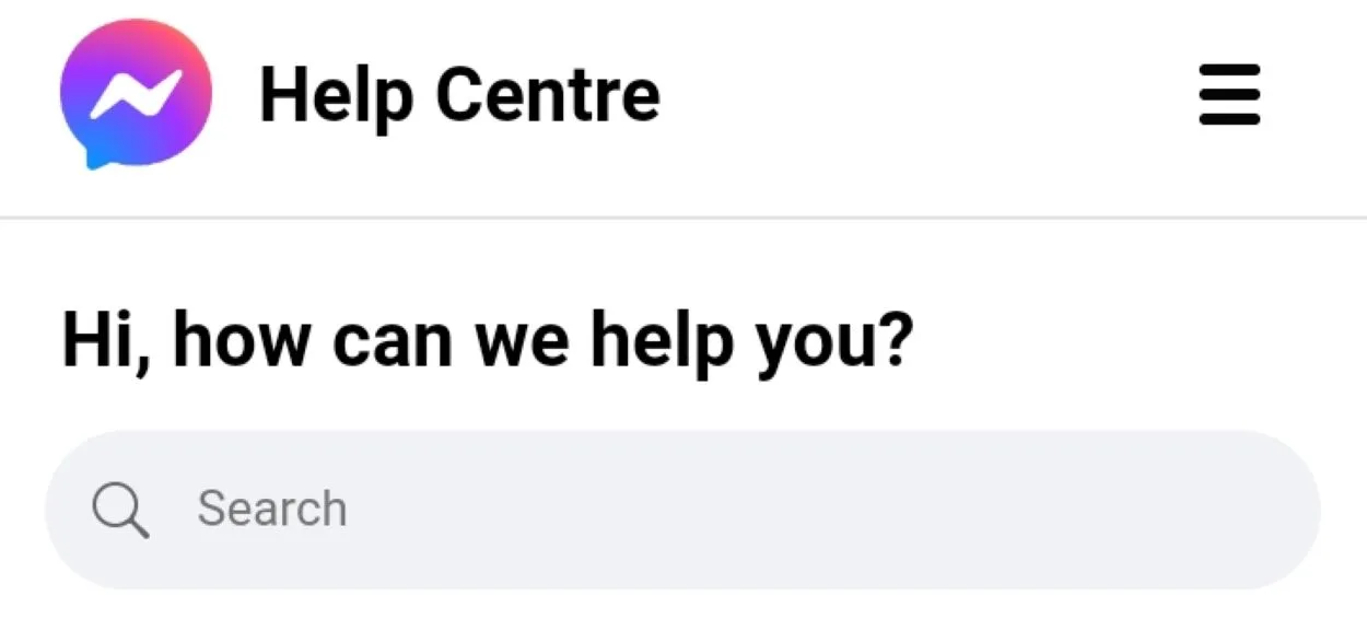 Messenger help center where you can ask about any queries