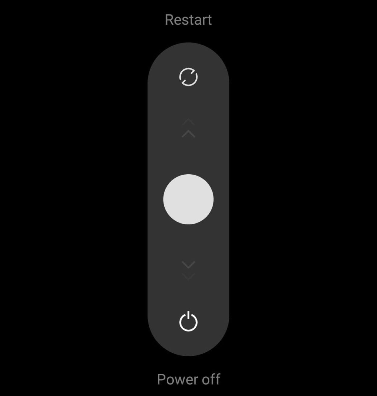 A slider to restart or power off your device.